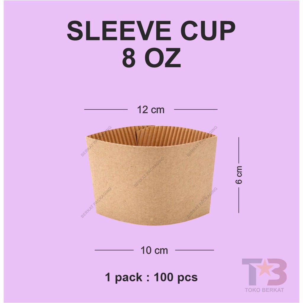 Sleeve Paper Cup 8oz ISI 100bj / Holder Cup Kopi 8oz isi 100bj / Kertas Pegangan Cup Hot 8oz  / Sabl