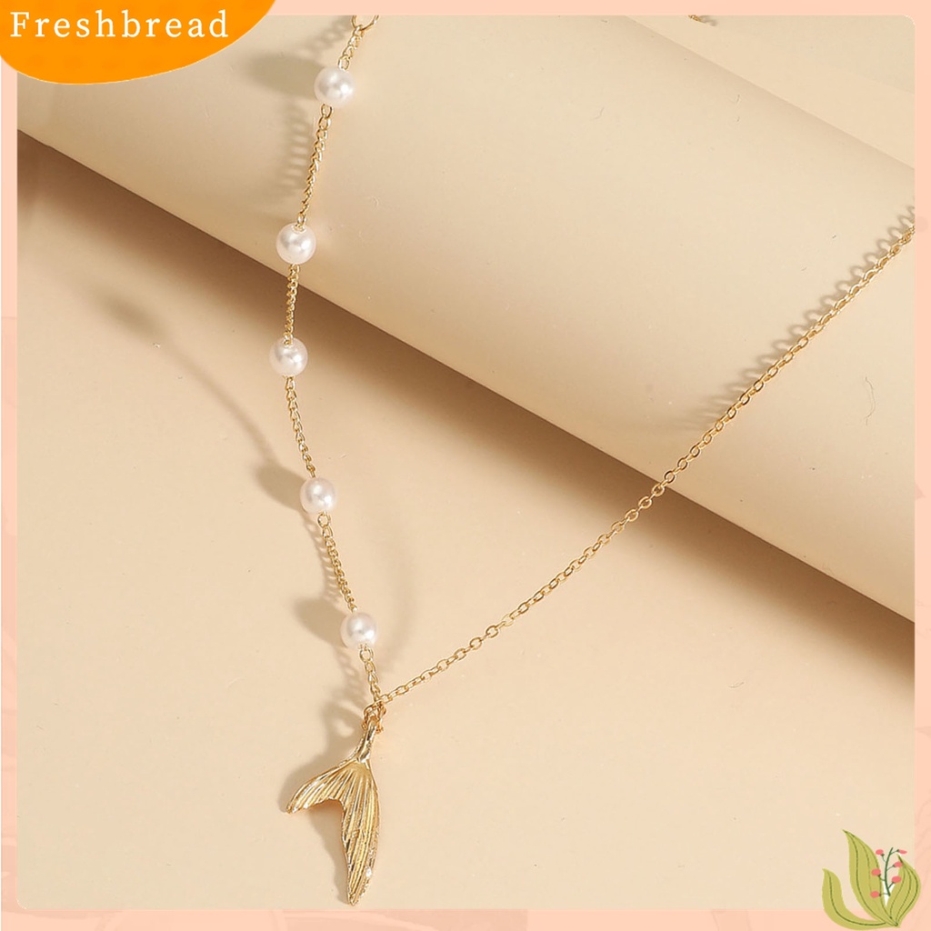 Terlaris Clavicle Chain Faux Pearls Portable Ladies Baroque Style Fishtail Shape Comfortable Elegant Women Necklace for Wedding