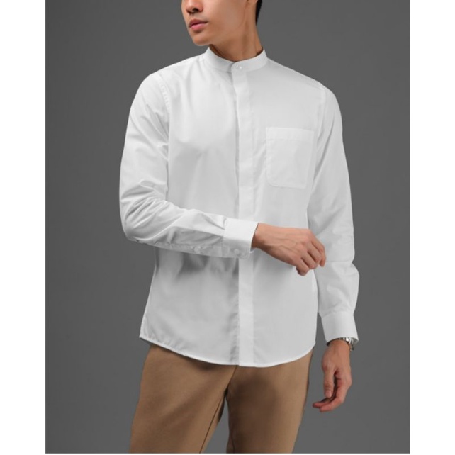 ARGO CONCEALED PLACKET LONG SLEEVE WHITE M Heymale