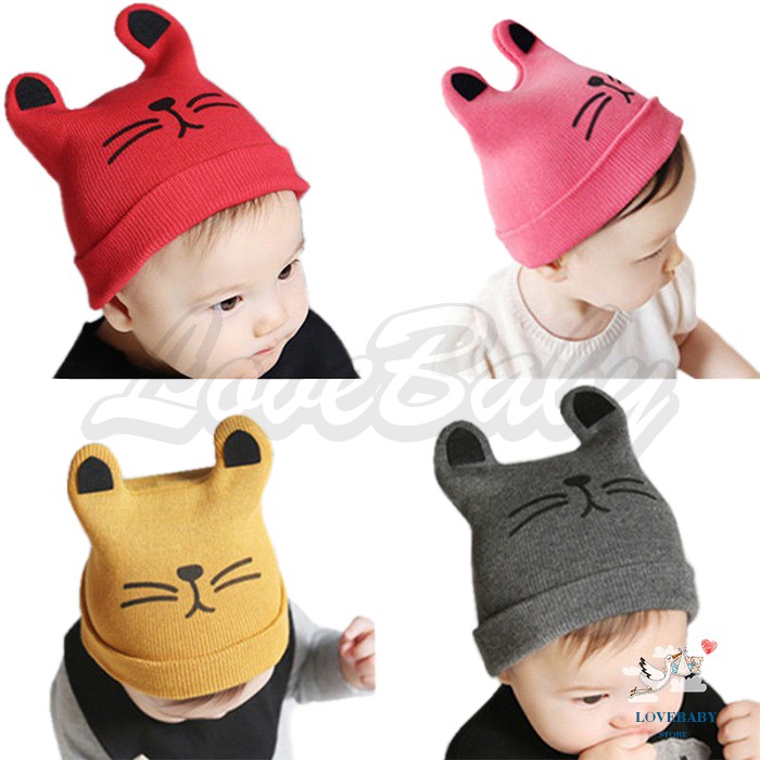 [1KG 27PCS] LBS Topi Kupluk Rajut Bayi Telinga Kucing / Topi Rajut Unisex Kupluk Keren