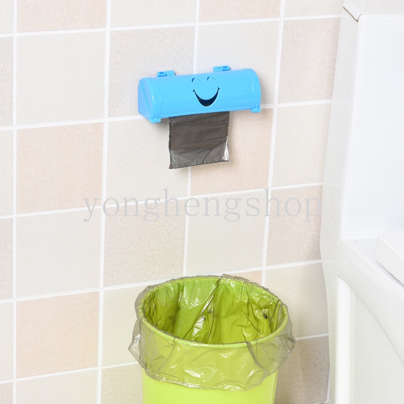 Kotak Penyimpanan Kantong Sampah Model Tempel Dinding Motif Smiley face Untuk Dapur