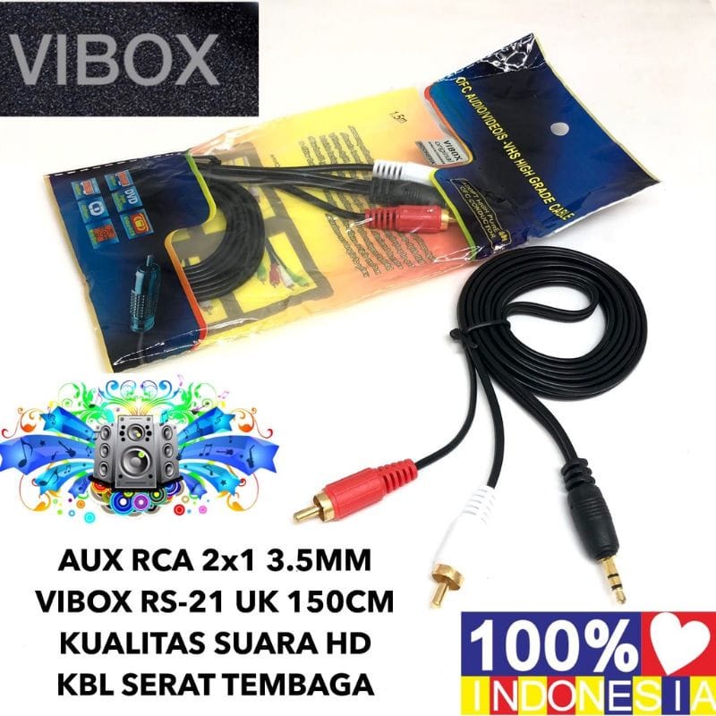 Kabel Audio Vibox 2in1 3.5MM 150CM Kabel AUX Vibox 2 Cabang 3.5MM 150CM Original