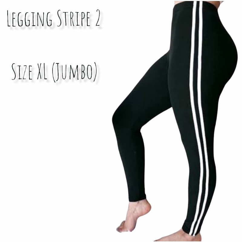 Legging Stripe 2 Garis 2 Jumbo Bahan Spandex