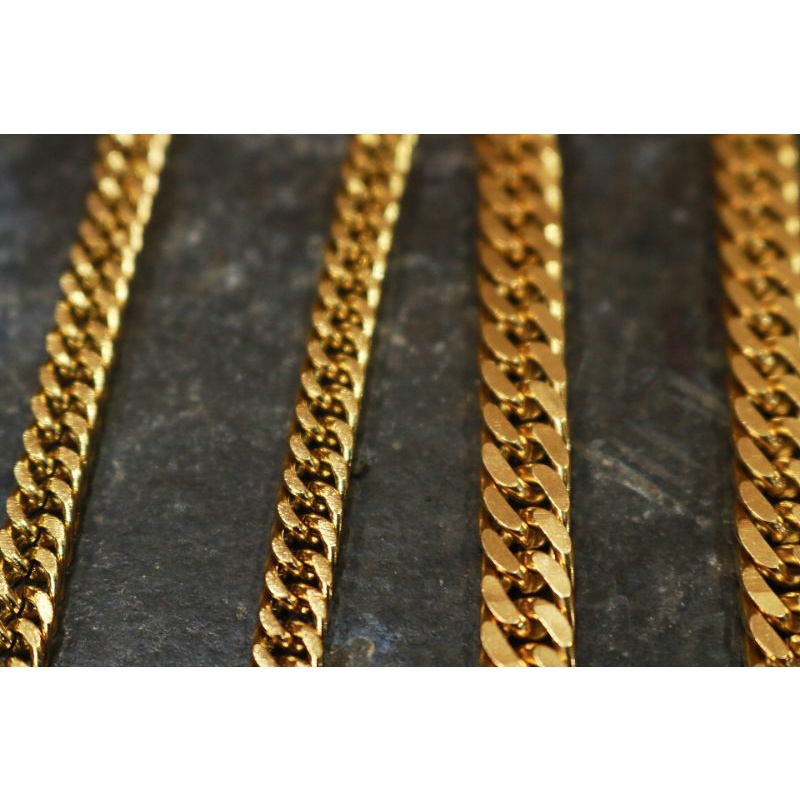 kalung titanium rantai padat warna gold 60cm / gold solid chain necklace