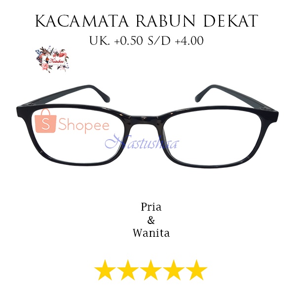 Kacamata Baca Plus Pria Wanita Uk. +0.50 s/d +4.00 Model Persegi Panjang Hitam Rabun Dekat Reading glasses NOCASE