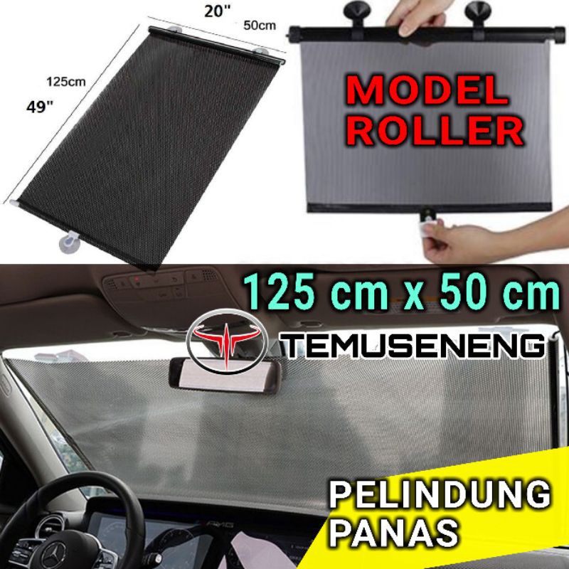 Sun Shield Mobil Model Gulung / Cover Kaca Mobil / Roll Tirai Mobil / Sun Shade Penahan Panas Silau