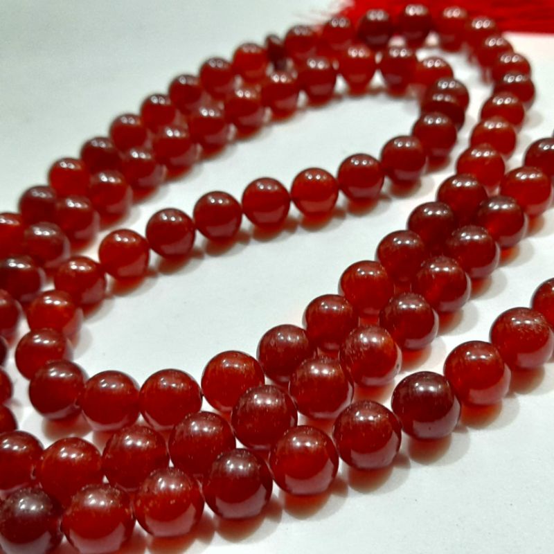 Tasbih Batu Giok Burma Merah Kristal 10mm 99Butir Natural