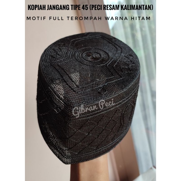 Kopiah jangang tipe 45 motif terompah. Peci resam khas kalimantan etnik oleh oleh handmade kopiah ja