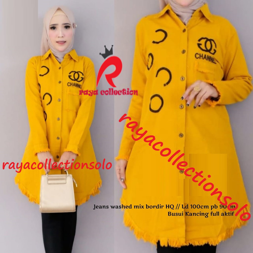 Chana tunik jeans / Chanel tunik jeans / Chanie tunik kubus / atasan wanita jeans