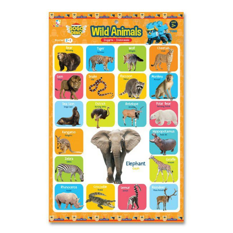 Opredo Poster 2 In 1 Gogo Dino: Wild Animals And Tame Animal