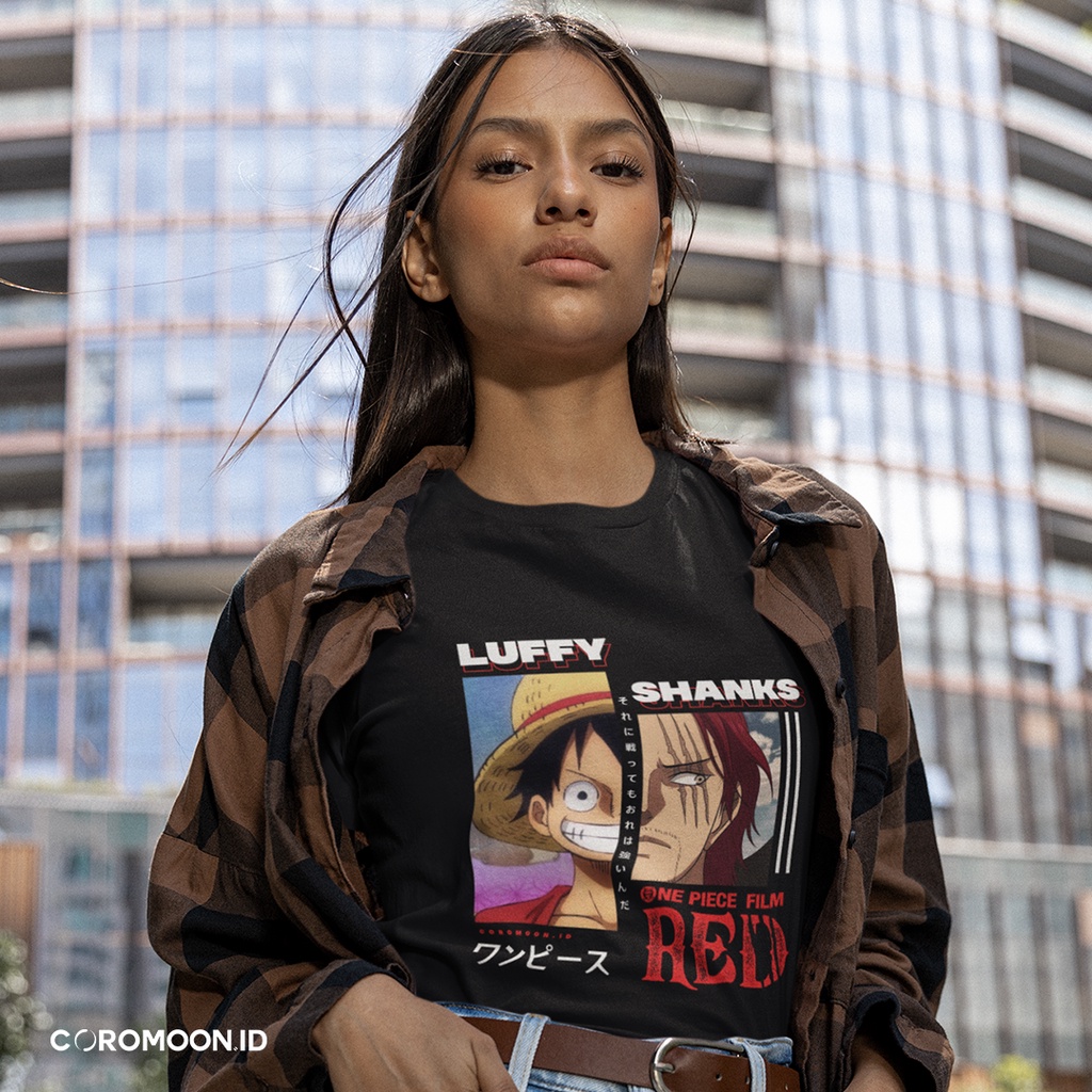 Luffy X Shanks Tee - Kaos Anime One Piece Film: Red