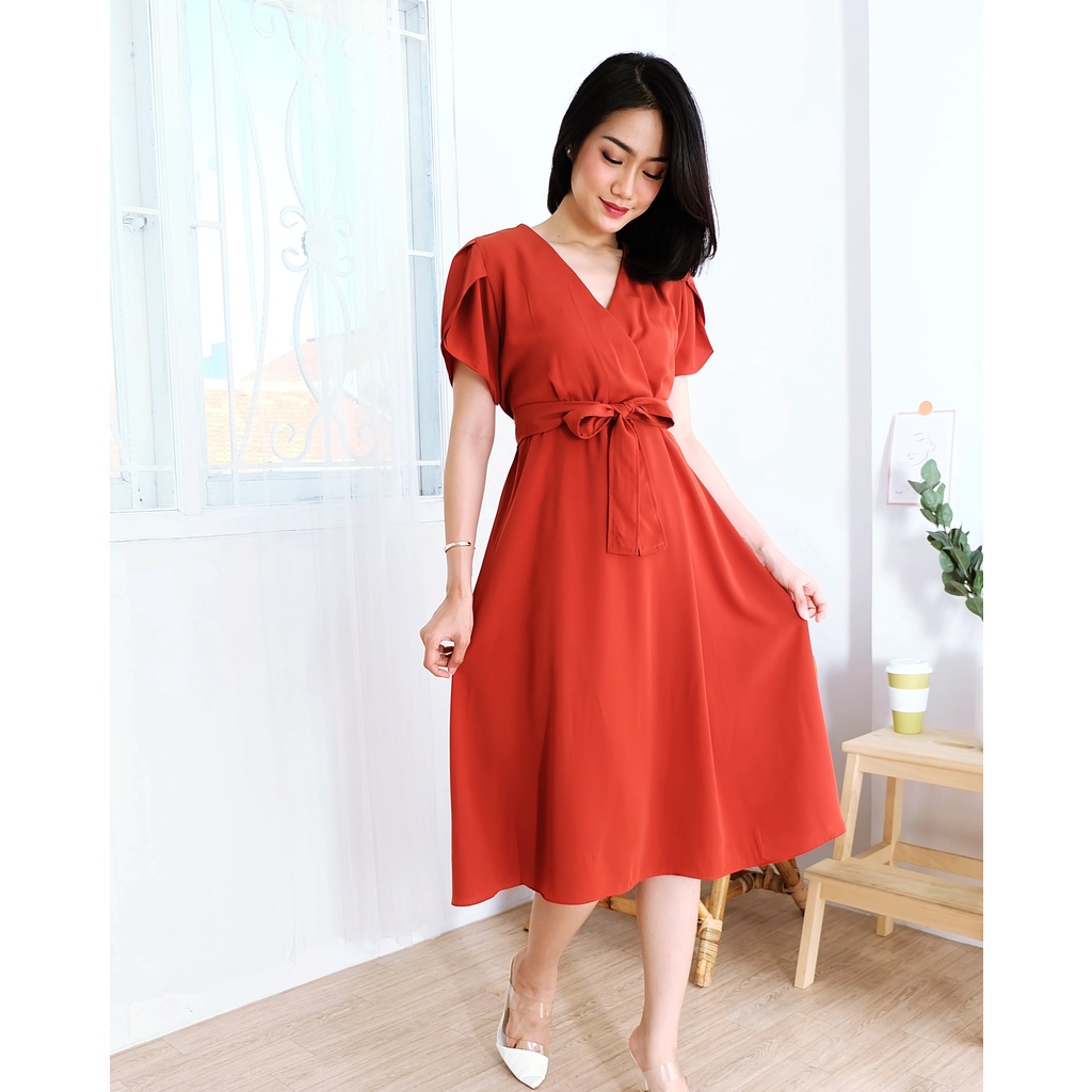 IL - Lolina Dress Casual Terusan Premium Crepe / Dress Polos Wanita Korean Style