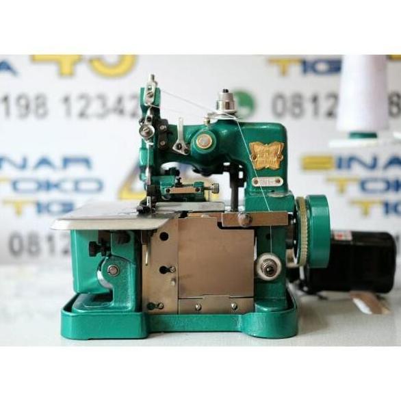 Butterfly Gn1-1 Mesin Jahit Obras Benang 3 Full Set Meja Kaki Dinamo