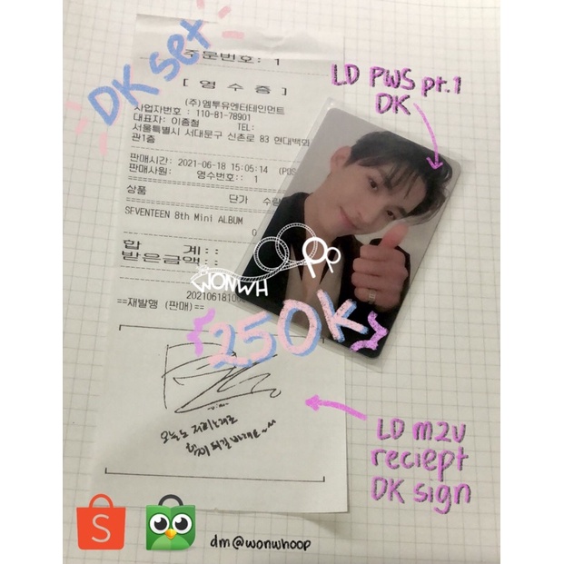 [BOOKED] PC LD Lucky draw DK Dokyeom Seventeen PWS Powerstation & struk Your Choice waterproof