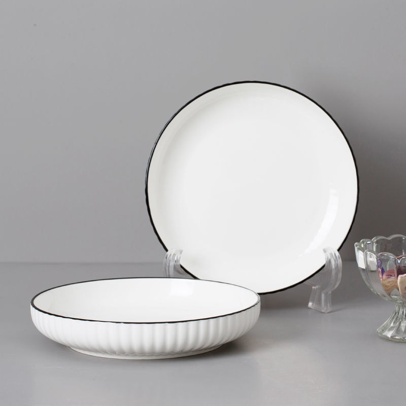 P 96 Piring Keramik Datar Cekung Piring Polos Putih Japan Korea Style-1