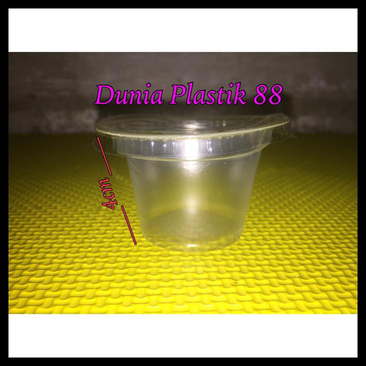 gelas 50ml + tutup @50pc / gelas plastik cup bening kecil agar puding