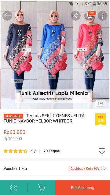 Terlaris Serut Genes Jelita Tunic Navbor Yelbor Whitbor Creambor Tunik Batik Modern Hrb030 Dolbi Dob