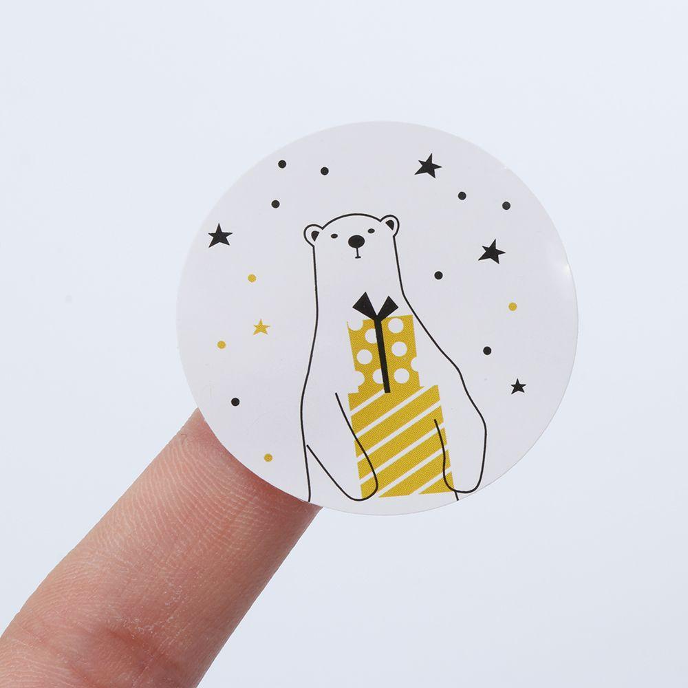 Solighter 30/60Pcs Kertas Kado Stiker Elk Perlengkapan Pesta Biskuit Gift Box Bear &amp; Deer Sealing Craft Merry Christmas