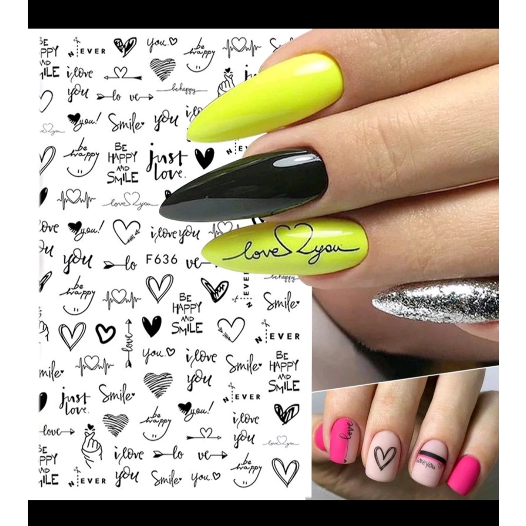 (F) DEWASA STIKER KUKU nail art dewasa  ABSTRAK tulisan word love sea laut daun Stiker Kuku