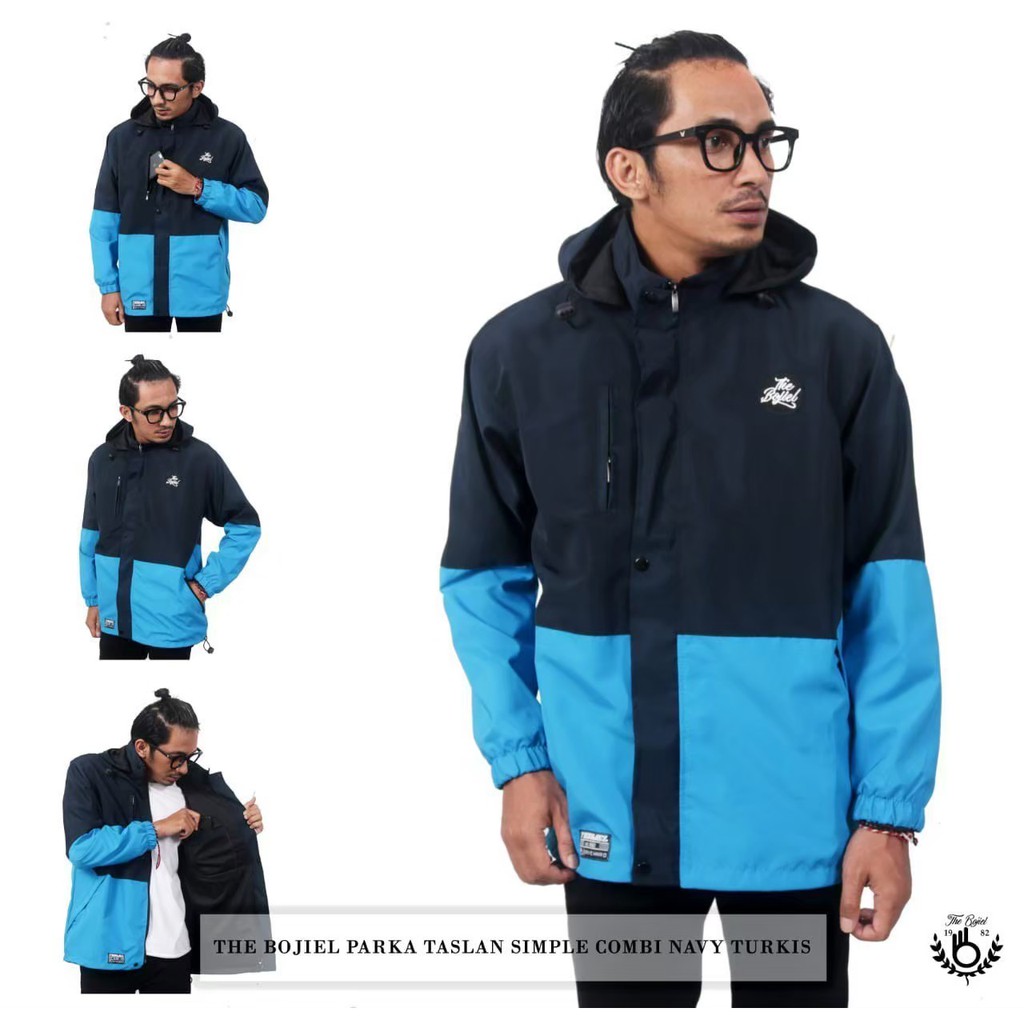 Jaket Parka Taslan Waterproof The Bojiel Original Kombinasi - Blue Navy