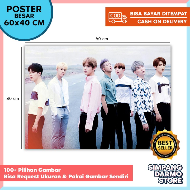 Poster Besar BTS Ukuran 60x40 cm A2 Jungkook V Jimin J-Hope Suga Jin ARMY Hiasan Dinding Pajangan