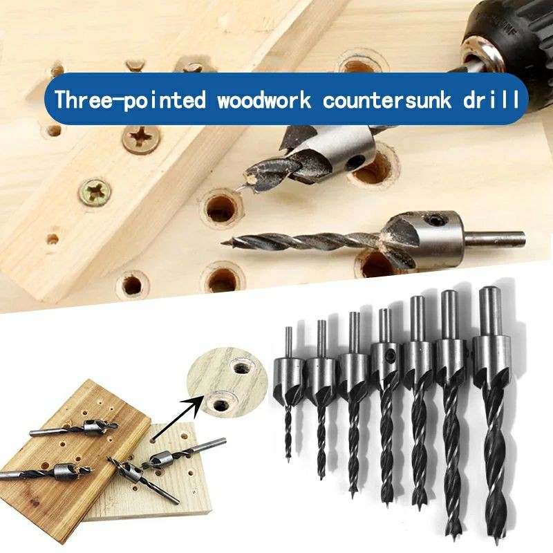 Set 8pcs Mata Bor Lubang Sekrup Baut Kayu Countersink chamfer