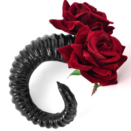 Women Horn Sheep Roses Gothic Hairclip 8577