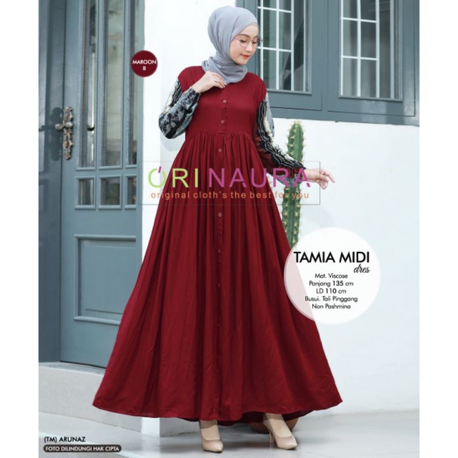 Gamis Midi Rayon Viscose Ori Naura Tamia Midi