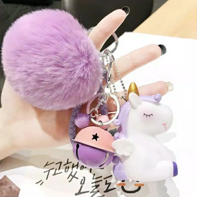 GANTUNGAN KUNCI UNIK LUCU UNICORN-Purple
