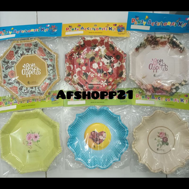 piring kue tart/piring kertas karakter/segi 6