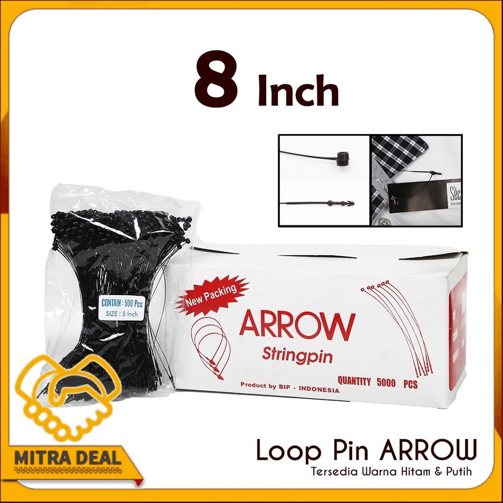 

Loop Pin / String Pin / Hang Tag Plastik Merk ARROW Ukuran 8 Inch (5000pcs - 1 dus)