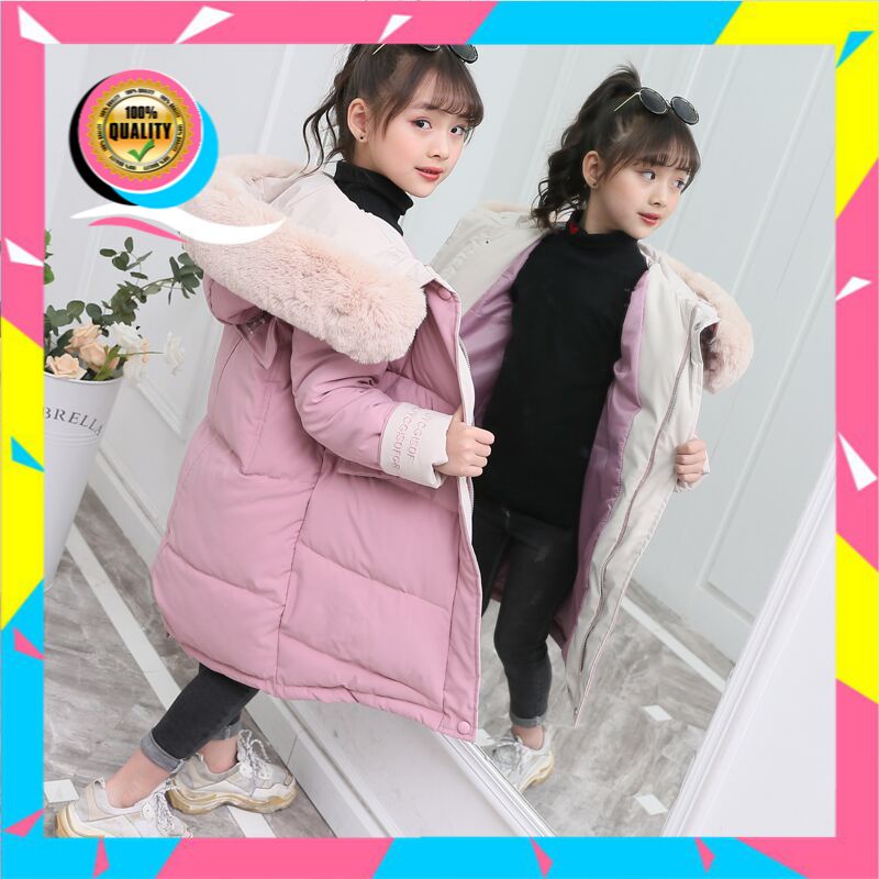 2020   Gadis Padded Kapas Pakaian  Korea Menengah  Besar Anak-anak Anak Panjang Tebal Ferret wol Sak