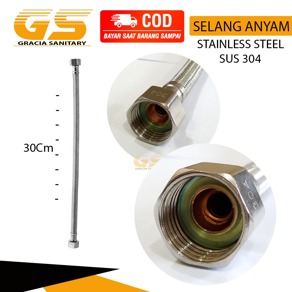 Selang Anyam 30cm / Selang Closet / Selang Stop Kran Closet