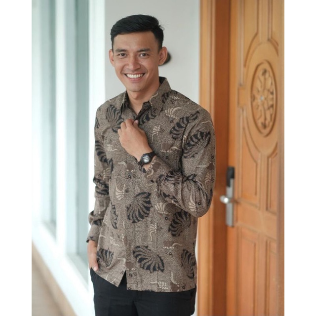 kemeja parang ijo Kemeja Batik Pria Modern Lengan Panjang Casual Modis Slim Fit Trendy Masa Kini