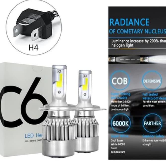 CHEAP LAMPU UTAMA LED C6 H4 COB SOKET H4 MOBIL #4