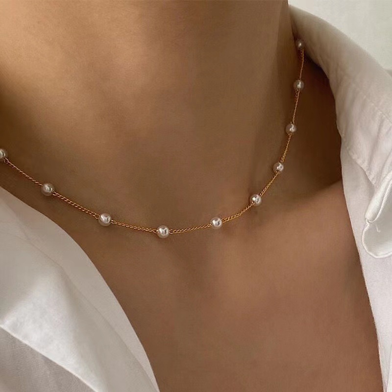 Kalung Choker Rantai Manik-Manik Mutiara Untuk Wanita