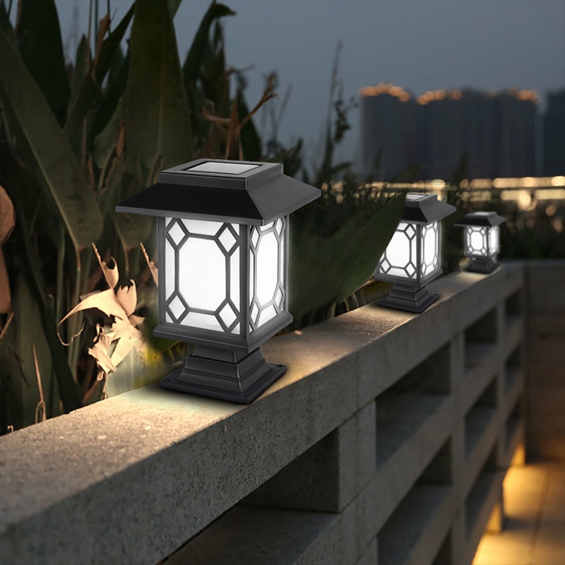 Anbolt Lampu Pagar Taman Surya 5 LED Model Minimalis Besar / lampu tenaga surya Sensor Cahaya Bisa Untuk Pagar