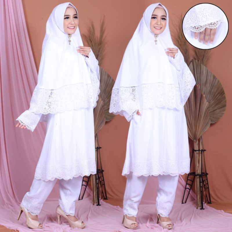 Terbaru Stelan dewasa putih||Perlengkapan haji umroh wanita putih|Baju ihrom wanita