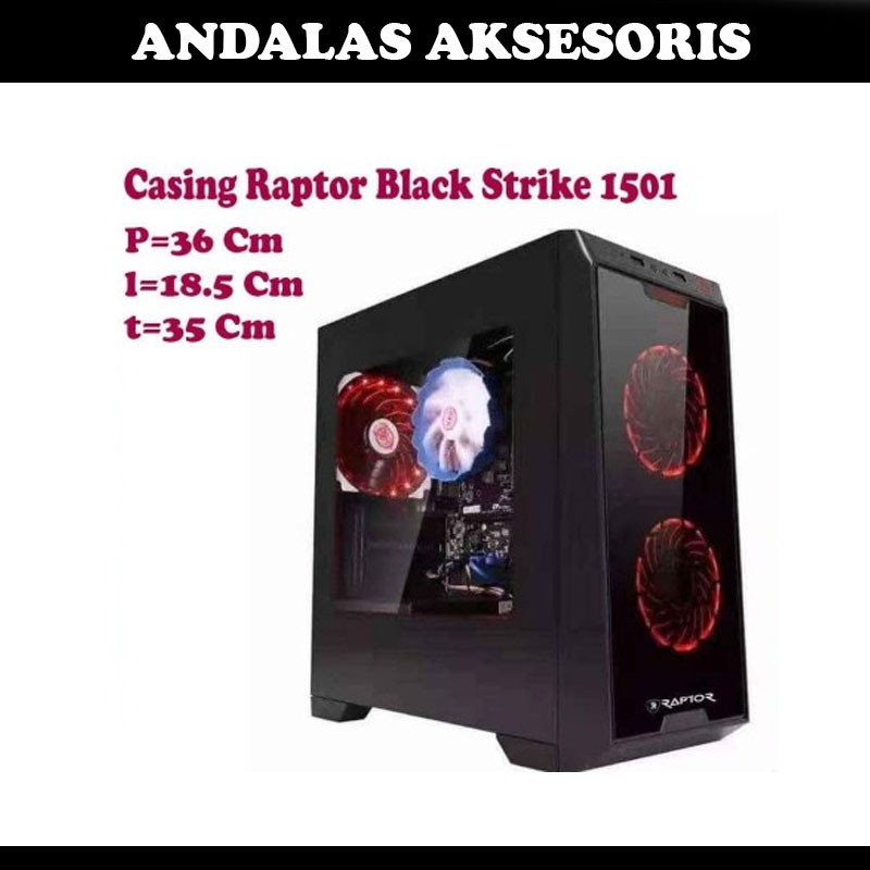 casing  PC camputer Power Up Raptor Black Strike 1501