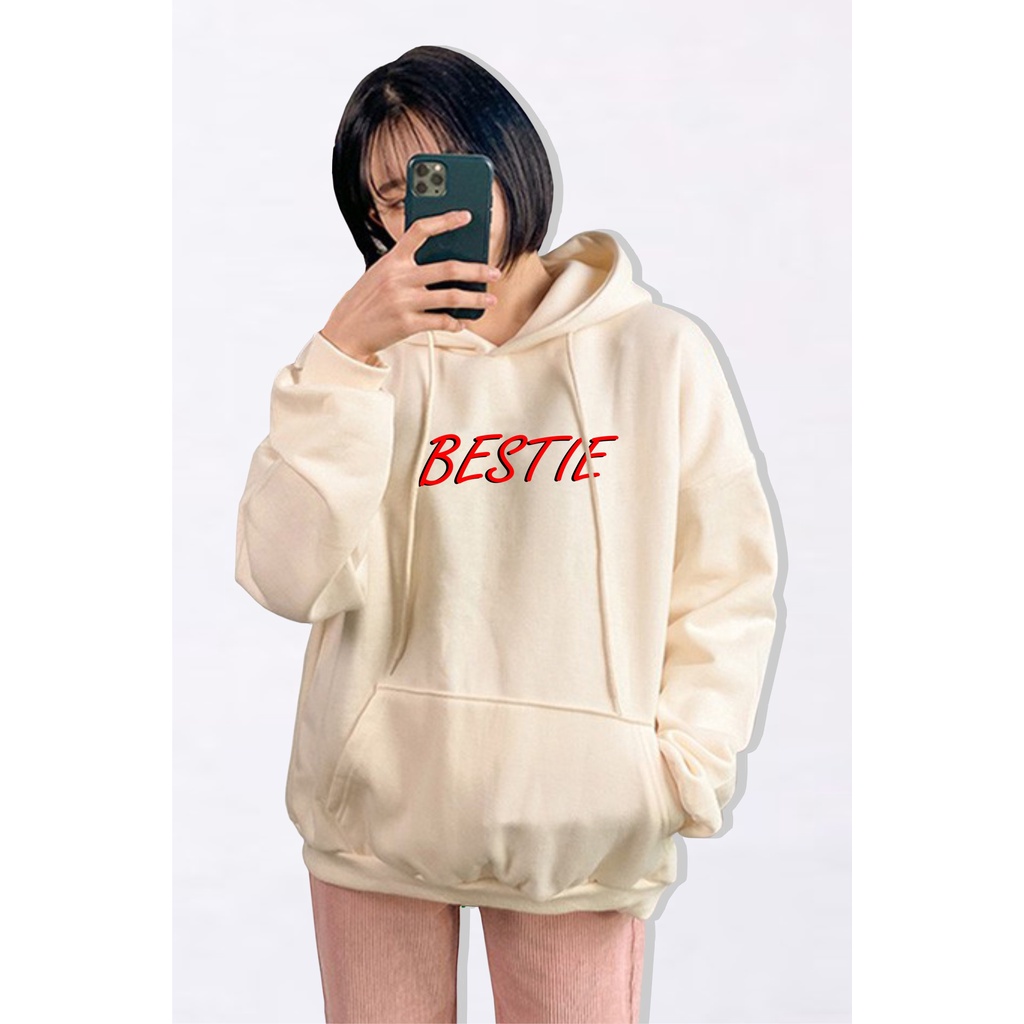 Fnenishastore Sweater Hoodie Wanita BESTIE Terbaru Viral Size M-L-XL-XXL Bisa Bayar Ditempat COD