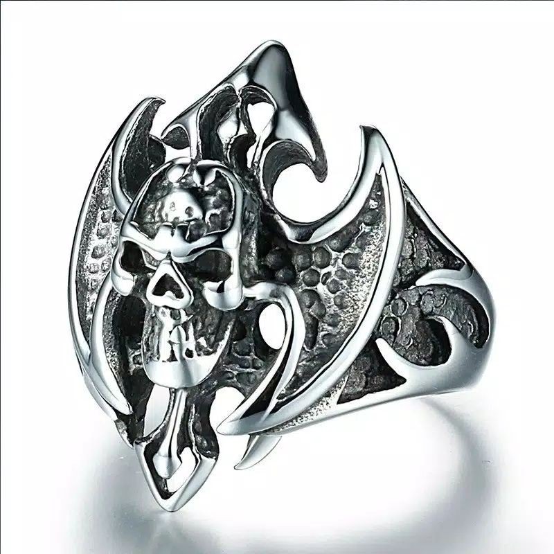 Cincin Fashion Punk Stainless Steel Tengkorak Pria