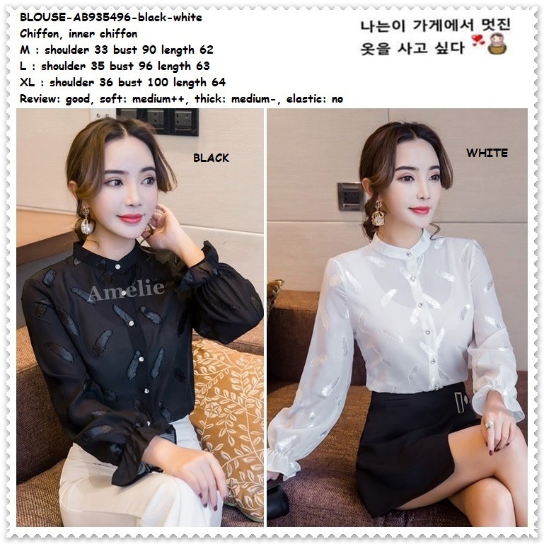  Baju  Atasan  Kemeja Wanita  Korea Import AB935496 Hitam 