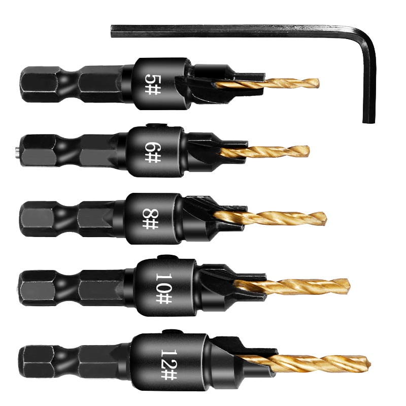 Taffware Vastar Mata Bor Drill Bit Countersink HSS 1.98-3.56 mm 5 PCS - SV-VDB26 - Black