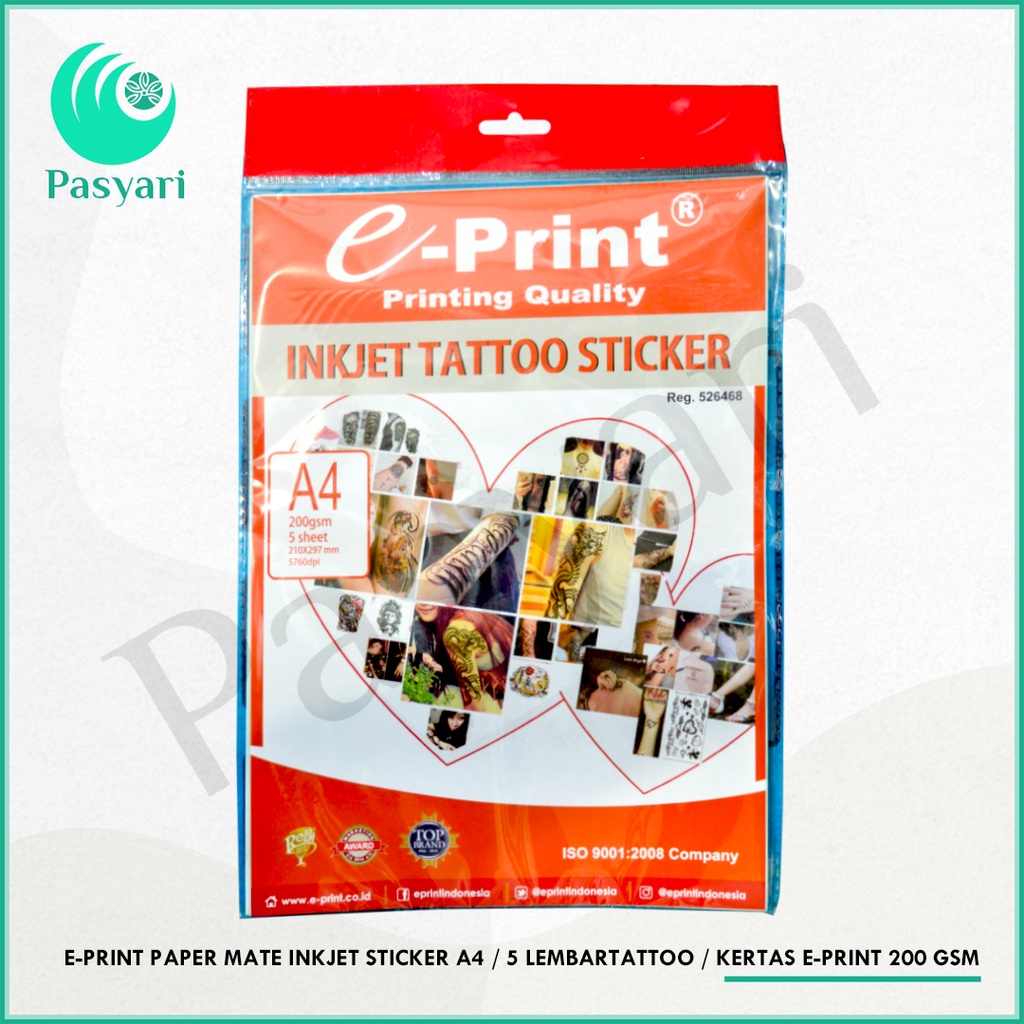 E-Print Paper Mate Inkjet Sticker A4 / 5 Lembartattoo / Kertas E-Print 200 Gsm