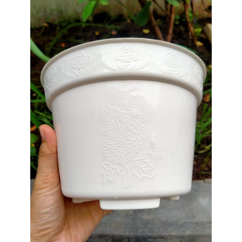 Pot plastik pot tanaman pot bunga pot taman pot bunga pot putih