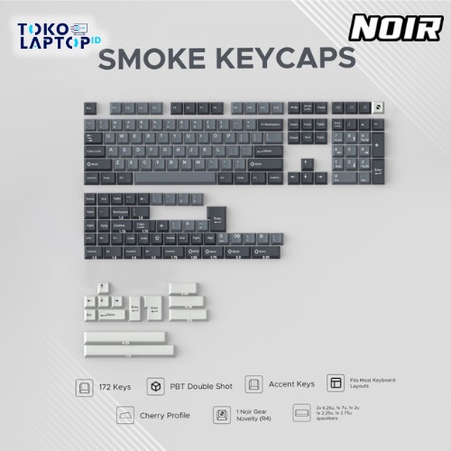 Noir Smoke Keycaps PBT Doubleshot Cherry Profile Keycap Set