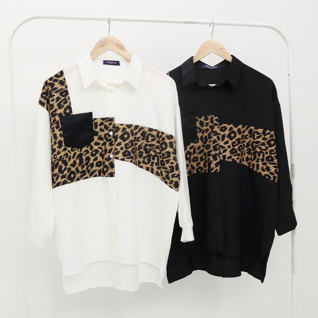 Lpard mix hem top -Thejanclothes