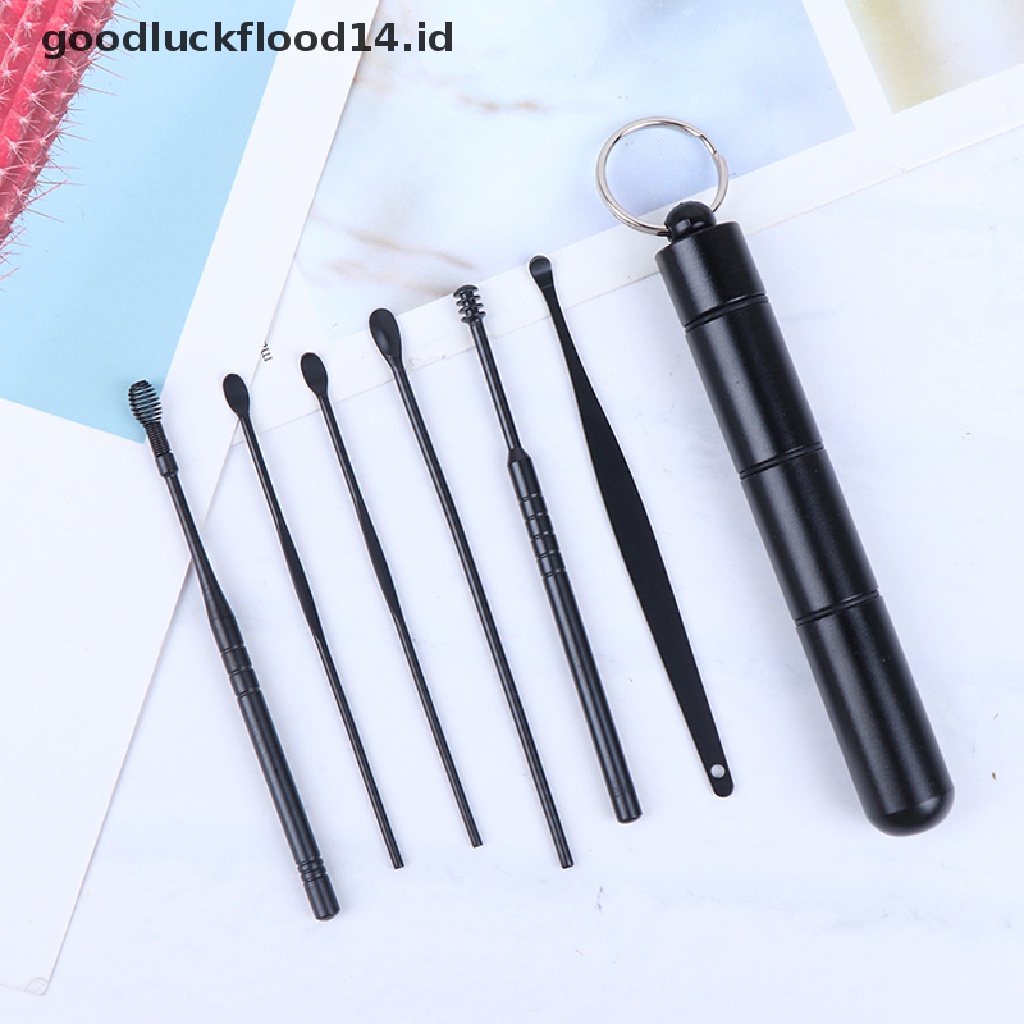 [OOID] 6Pcs Portable Ear Cleaner Set Ear Wax Remover Ear Curette Earpick Cleaning Tool ID