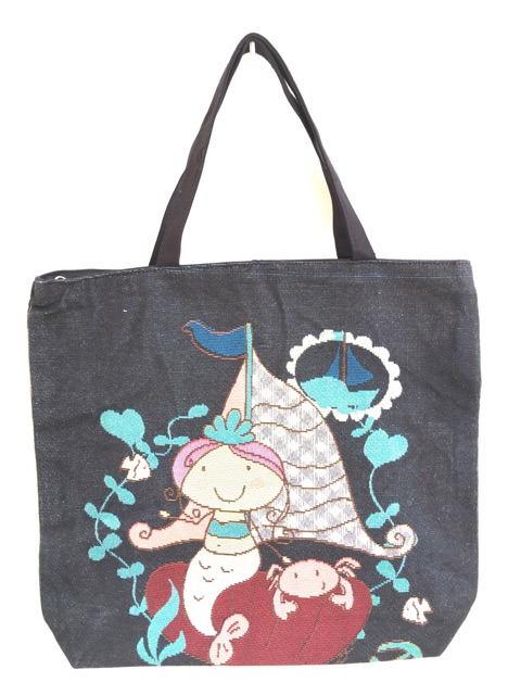 Tas tote bag wanita kanvas mermaid series import