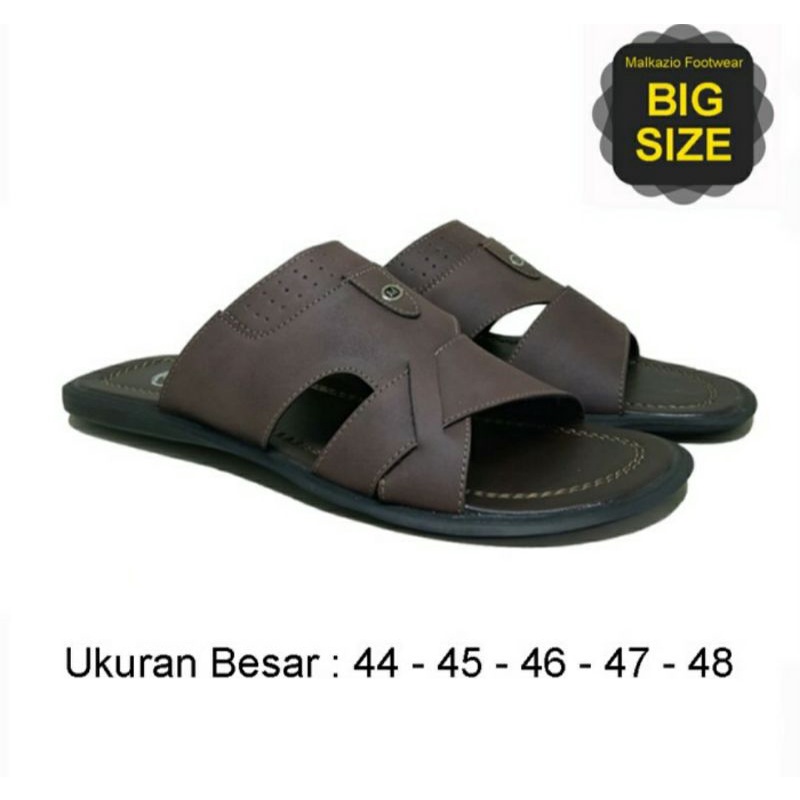 Sandal Slide Pria Kasual Big Size 44 45 46 47 48 / Sendal Slop Bahan KULIT JUMBO, 48